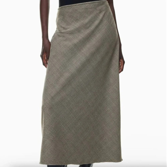 Aritzia Wilfred Devotion Twill Maxi Slip Skirt Lyle White/Black Check Size 10 - Picture 5 of 12